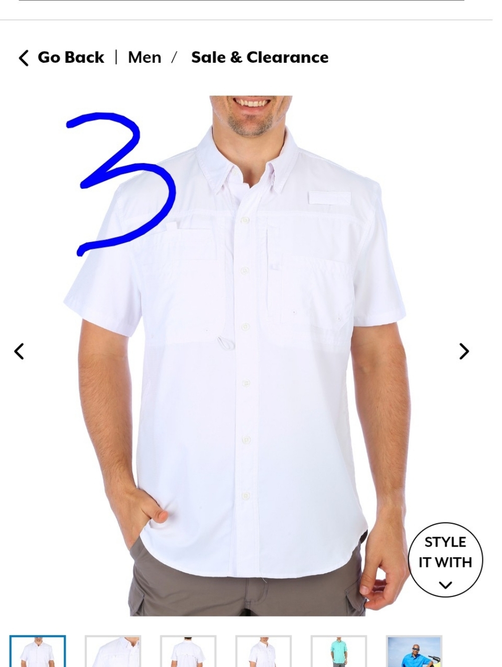 Reel Legends Men's Short-Sleeve Salt Water II Button-Down in White, Blue, Gray